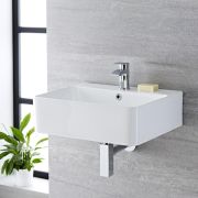 Milano Farington - White Modern Rectangular Wall Hung Basin - 520mm x 420mm (1 Tap-Hole)