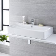 Milano Farington - White Modern Rectangular Countertop Basin - 800mm x 415mm (1 Tap-Hole)