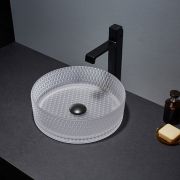 Milano Ballam - Crystal Glass Round Countertop Basin - 353mm (No Tap-Holes) - Choice of Finish