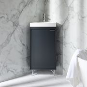 Milano Edge - 450mm Modern Cloakroom Corner Vanity Unit with Basin - Choice of Finish and Handles