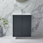 Milano Edge - 610mm Wall Hung Modern Vanity Unit with Basin - Choice of Finish and Handles
