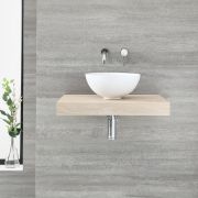 Milano Lurus - 600mm Floating Shelf and Irwell Countertop Basin - Oak