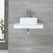 Milano Lurus - 600mm Floating Shelf with Countetop Basin - White