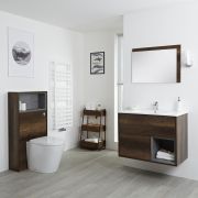 Milano Bexley - Dark Oak Modern 800mm Vanity Unit with WC Unit and Rivington Back to Wall Pan