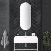 Milano Gianna - Chrome Oval Wall Hung Mirror - 1000mm x 400mm