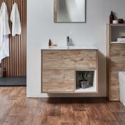 Milano Bexley - 810mm Wall Hung Open Shelf Vanity Unit with Basin - Choice of Finish, Basin and LED Light