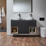 Milano Bexley - 1200mm Wall Hung Open Shelf Vanity Unit - Choice of Basin, Finish and LED Light