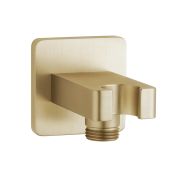 Milano Lyra - Modern Integrated Outlet Elbow and Bracket for Hand Showers - Brushed Brass