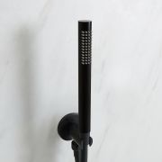 Milano Nero - Modern Round Hand Shower with Wall Bracket and Integrated Outlet Elbow - Black