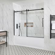 Milano Nero - Black Frameless Sliding Bath Shower Screen