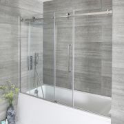 Milano Portland - Chrome Frameless Sliding Bath Shower Screen