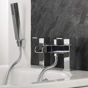 Milano Parade - Modern Deck Mounted Waterfall Bath Shower Mixer Tap with Hand Shower - Chrome