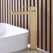 Milano Lyra - Modern Mono High Rise Basin Mixer Tap - Brushed Brass