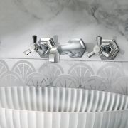 Milano Earlham - Art Deco Wall Mounted 3 Tap-Hole Basin Mixer Tap - Choice of Finish
