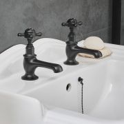 Milano Elizabeth - Traditional Crosshead Basin Pillar Taps - Black