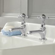 Milano Elizabeth - Traditional Crosshead Basin Pillar Taps - Chrome and Black