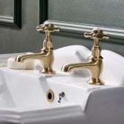 Milano Elizabeth - Traditional Crosshead Basin Pillar Taps - Brushed Brass