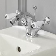 Milano Elizabeth - Traditional Lever Mono Bidet Mixer Tap - Chrome and White