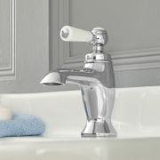 Milano Elizabeth - Traditional Single Lever Mono Basin Mixer Tap - Chrome and White