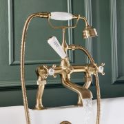 Milano Elizabeth - Traditional Crosshead Bath Shower Mixer Tap - Brushed Brass