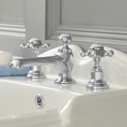 Milano Elizabeth - Traditional 3 Tap-Hole Crosshead Basin Mixer Tap - Chrome and White