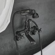 Milano Elizabeth - Traditional Wall Mounted Crosshead Bath Shower Mixer Tap - Black