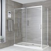 Milano Portland - Corner Sliding Door Shower Enclosure with Tray - Choice of Sizes