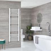 Milano Ive Dual Fuel - White Curved Heated Towel Rail - 1600mm x 500mm