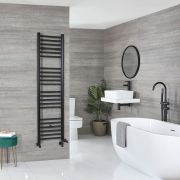 Milano Nero Dual Fuel Black Straight Heated Towel Rail 1800mm x 500mm