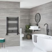 Milano Nero Dual Fuel Black Straight Heated Towel Rail 1000mm x 1000mm