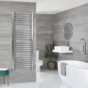 Milano Kent Dual Fuel - Chrome Straight Heated Towel Rail - 1600mm x 600mm