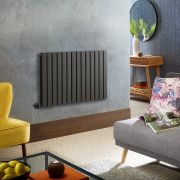 Milano x ECOSO Alpha - Electric Anthracite Horizontal Designer Radiator - 635mm Tall - Choice of Size and Wi-Fi Thermostat - Plug-In and Hardwired Options