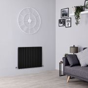 Milano Aruba - Black Horizontal Designer Radiator - 635mm Tall - Choice Of Width