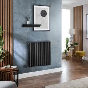 Milano x ECOSO Aruba - Electric Black Horizontal Designer Radiator - Choice of Size and Wi-Fi Thermostat - Plug-In and Hardwired Options