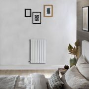 Milano x ECOSO Capri Electric - White Flat Panel Horizontal Designer Radiator - 635mm x 413mm (Single Panel) - with Wi-Fi Thermostatic Heating Element
