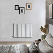 Milano x ECOSO Capri Electric - White Flat Panel Horizontal Designer Radiator - 635mm x 826mm (Single Panel) - with Wi-Fi Thermostatic Heating Element