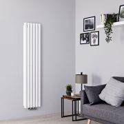 Milano Aruba Flow - White Vertical Middle Connection Designer Radiator - Choice of Size