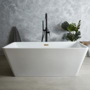 Milano Elswick - White Modern Square Double-Ended Freestanding Bath - 1615mm x 720mm - Choice of Overflow Finish