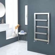 Milano Eclipse - Satin Stainless Steel Designer Heated Towel Rail - 880mm x 500mm
