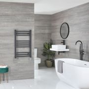 Milano Artle Electric - Anthracite Curved Heated Towel Rail - 800mm x 500mm