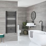 Milano Nero Electric - Black Straight Heated Towel Rail - 1200mm x 500mm