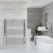 Milano Kent Electric - Chrome Straight Heated Towel Rail - 1200mm x 1000mm