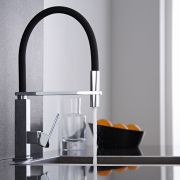 Milano Arvo - Modern Monobloc Kitchen Mixer Tap with Pull Out Spout - Black and Chrome