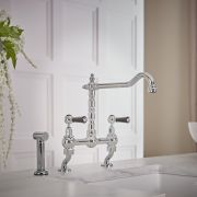 Milano Elizabeth - Classic Cranked Bridge Kitchen Mixer Tap with Pull-Out Spray - Choice of Finish