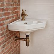 Milano Richmond - White Traditional Wall Hung Corner Basin - 450mm x 420mm (1 Tap-Hole)