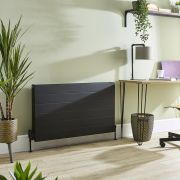 Milano Alora - Black Horizontal Flat Panel Type 22 Convector Radiator - 600mm Tall - Choice of Width