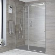 Milano Portland - Frameless Sliding Shower Door with Slate Tray - Choice of Sizes