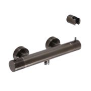 Milano Otto - Modern Round Thermostatic Bar Shower Valve - Black Nickel