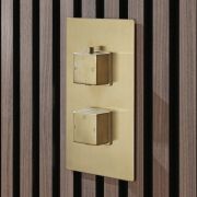 Milano Lyra - Modern 2 Outlet Thermostatic Twin Diverter Shower Valve - Brushed Brass