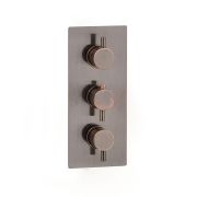 Milano Amara - Modern 2 Outlet Triple Thermostatic Shower Valve - Aged Bronze